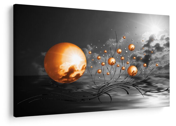Slika narančastih apstraktnih kugli (90x60 cm)