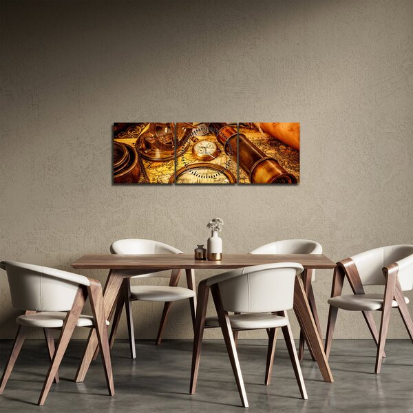 Slika - Povijesna pomagala pomoraca (sa satom) (90x30 cm)