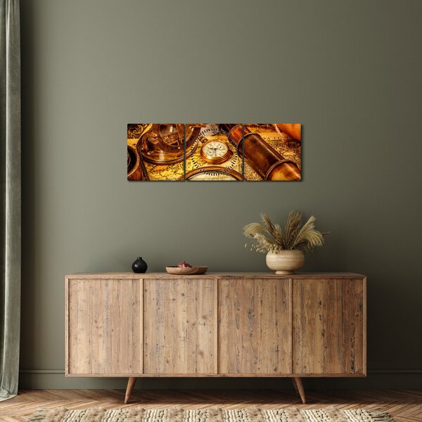 Slika - Povijesna pomagala pomoraca (sa satom) (90x30 cm)