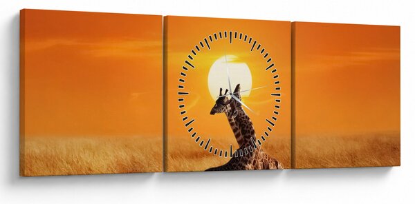 Slika - Žirafe u nacionalnom parku Serengeti (sa satom) (90x30 cm)