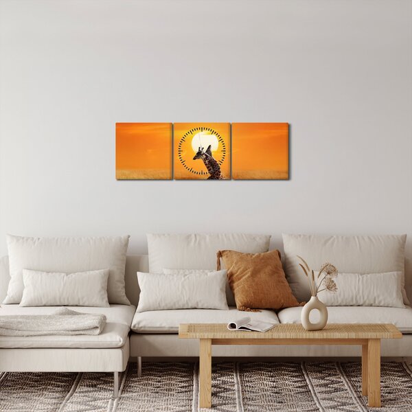 Slika - Žirafe u nacionalnom parku Serengeti (sa satom) (90x30 cm)