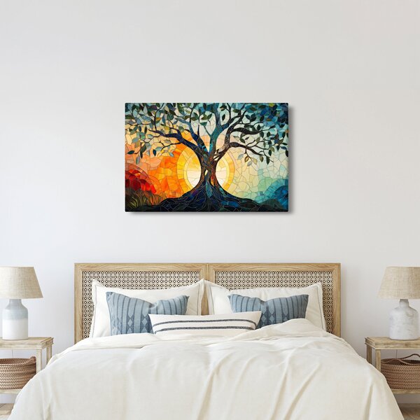 Slika – Mozaik – sunce i drvo I. (90x60 cm)