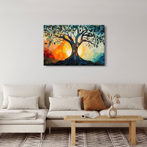 Slika – Mozaik – sunce i drvo I. (90x60 cm)