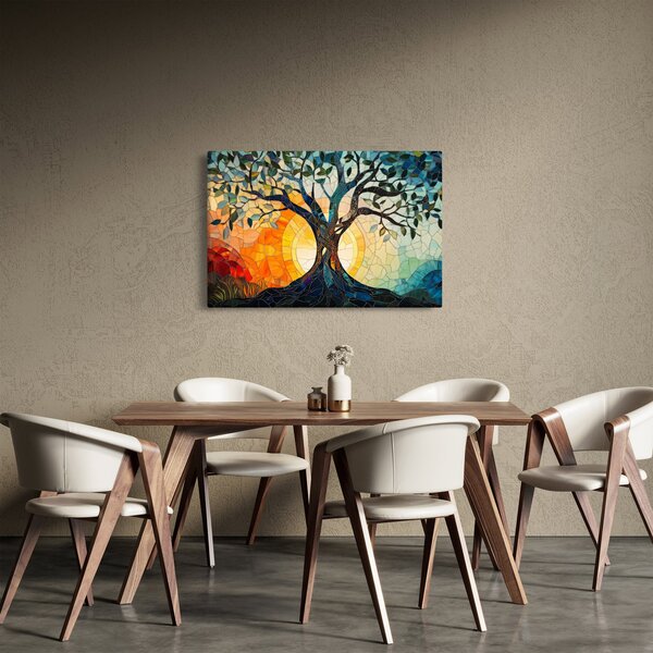 Slika – Mozaik – sunce i drvo I. (90x60 cm)
