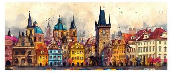 Slika - Jesen u oslikanom gradu (120x50 cm)