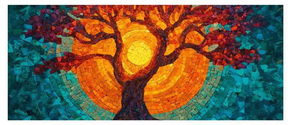 Slika - Stablo života i sunce u mozaiku (120x50 cm)