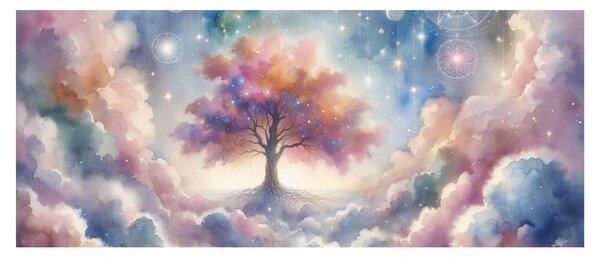 Slika – Drvo života u oblacima (120x50 cm)