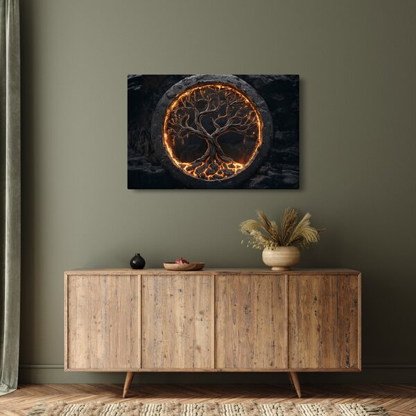 Slika – Drvo života u lavi I. (90x60 cm)