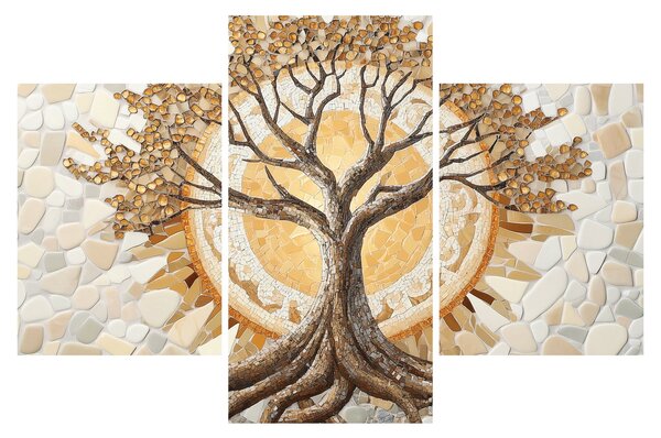 Slika – Zlatno drvo života u mozaiku (90x60 cm)