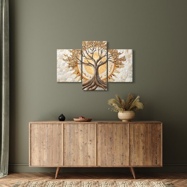 Slika – Zlatno drvo života u mozaiku (90x60 cm)