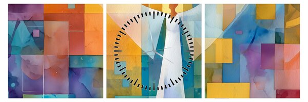 Slika - Geometrijski anđeo (sa satom) (90x30 cm)
