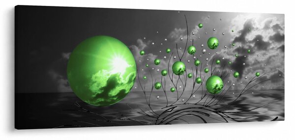 Slika zelenih apstraktnih kugli (120x50 cm)