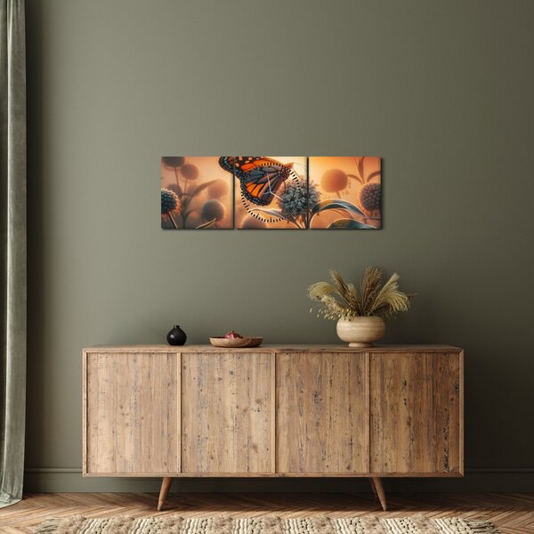 Slika – Leptir u zalazećem suncu (sa satom) (90x30 cm)