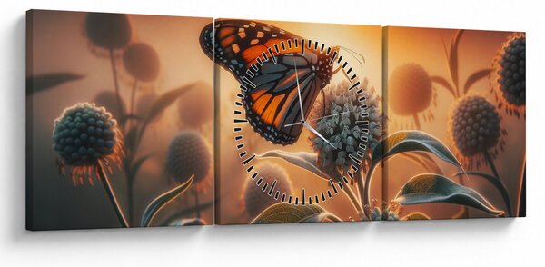 Slika – Leptir u zalazećem suncu (sa satom) (90x30 cm)