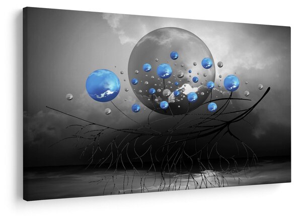 Slika plavih apstraktnih kugli (90x60 cm)