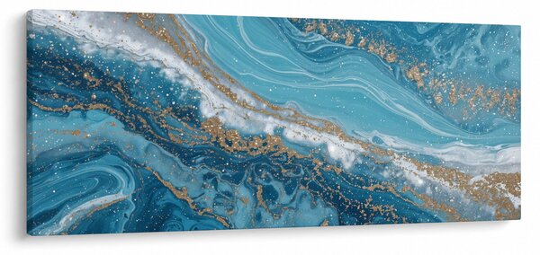 Slika - Svijetloplavi mramor sa zlatom I. (120x50 cm)