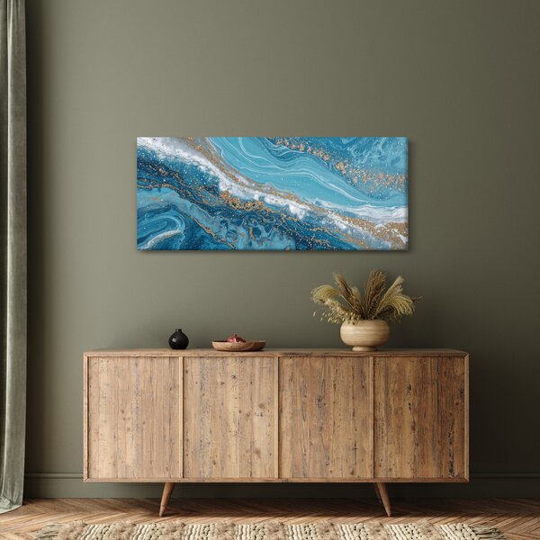 Slika - Svijetloplavi mramor sa zlatom I. (120x50 cm)