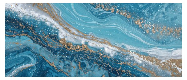 Slika - Svijetloplavi mramor sa zlatom I. (120x50 cm)