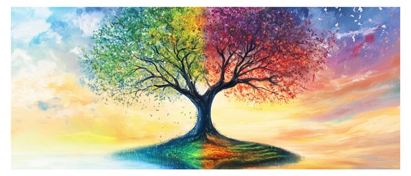 Slika – Oslikano drvo godišnjih doba (120x50 cm)