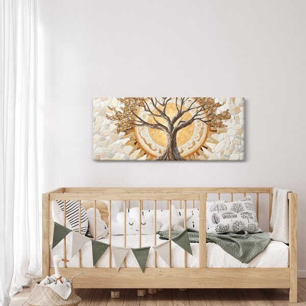 Slika – Zlatno drvo života u mozaiku (120x50 cm)