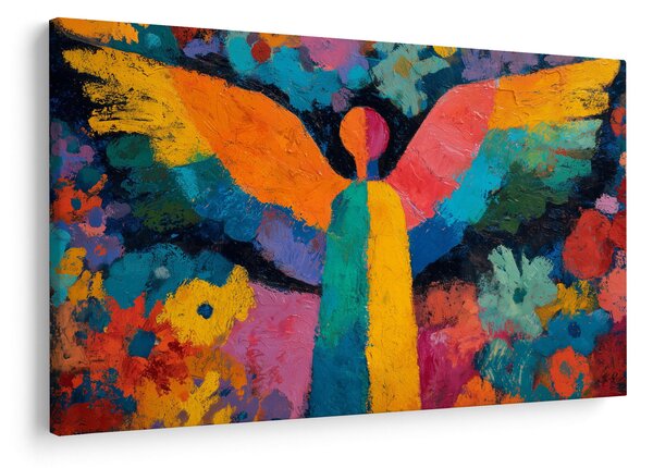 Slika - Apstraktni anđeo s cvijećem (90x60 cm)