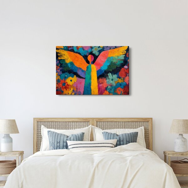 Slika - Apstraktni anđeo s cvijećem (90x60 cm)