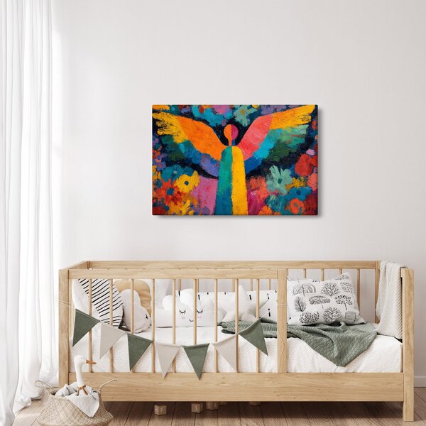 Slika - Apstraktni anđeo s cvijećem (90x60 cm)