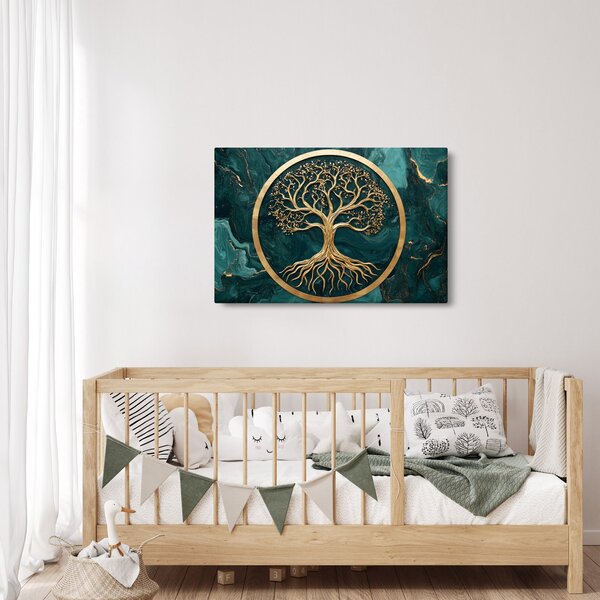 Slika – Zlatno drvo života u mramoru (90x60 cm)