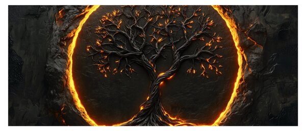 Slika – Drvo života u lavi II. (120x50 cm)
