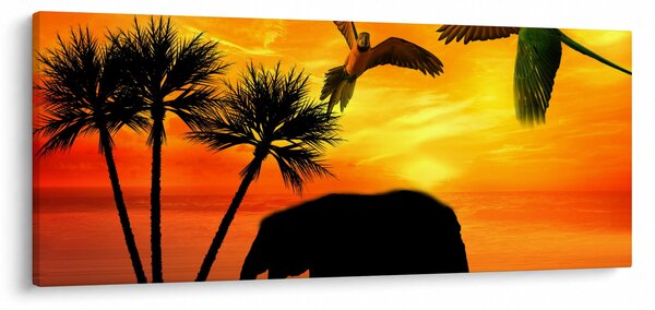 Slika - papige i slonovi (120x50 cm)
