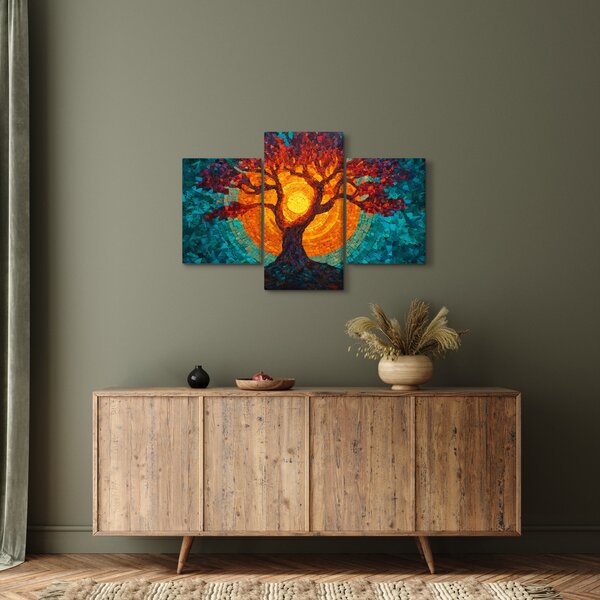 Slika - Stablo života i sunce u mozaiku (90x60 cm)