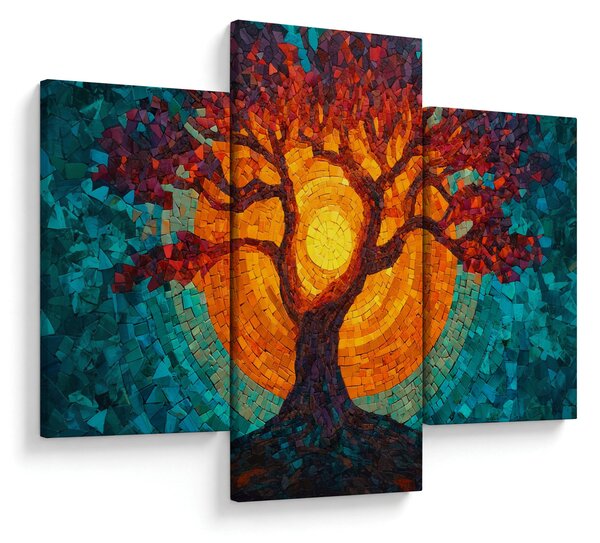 Slika - Stablo života i sunce u mozaiku (90x60 cm)