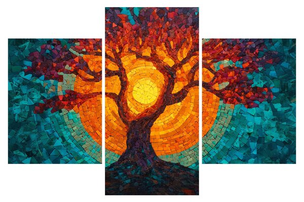 Slika - Stablo života i sunce u mozaiku (90x60 cm)