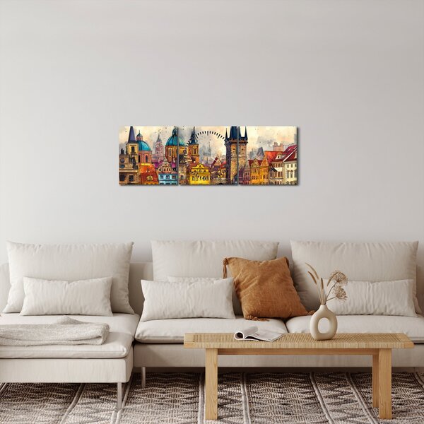 Slika - Jesen u oslikanom gradu (sa satom) (90x30 cm)