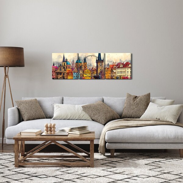 Slika - Jesen u oslikanom gradu (sa satom) (90x30 cm)