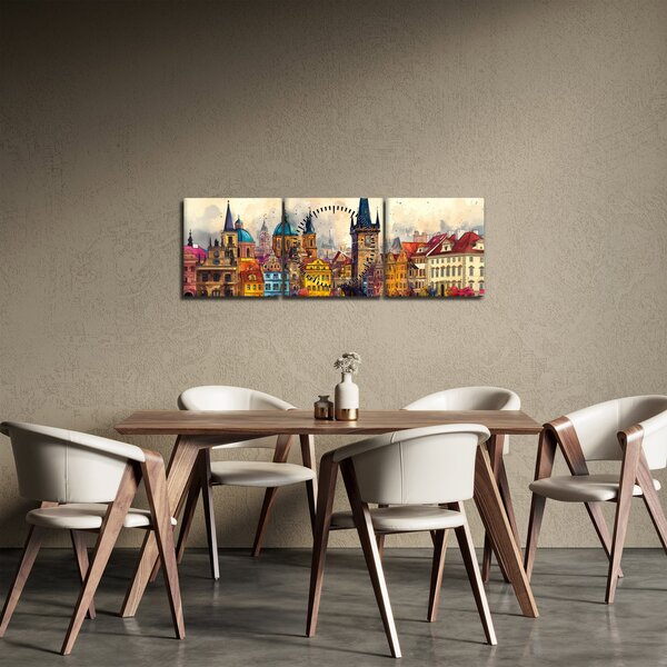 Slika - Jesen u oslikanom gradu (sa satom) (90x30 cm)