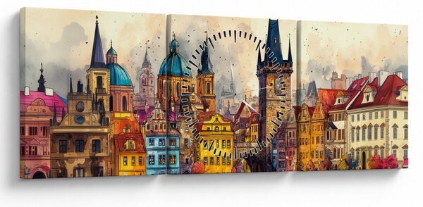 Slika - Jesen u oslikanom gradu (sa satom) (90x30 cm)