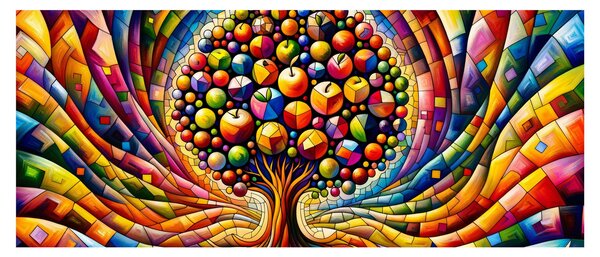 Slika – Šareno drvo s jabukama (120x50 cm)