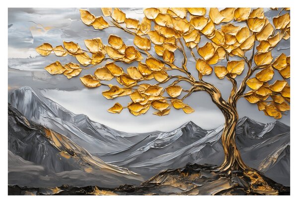 Slika – Drvo sa zlatnim lišćem (90x60 cm)