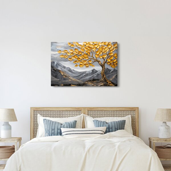 Slika – Drvo sa zlatnim lišćem (90x60 cm)