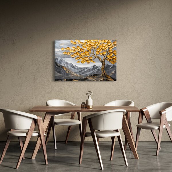 Slika – Drvo sa zlatnim lišćem (90x60 cm)
