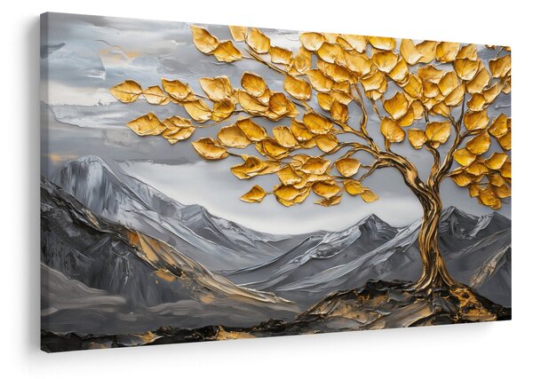 Slika – Drvo sa zlatnim lišćem (90x60 cm)