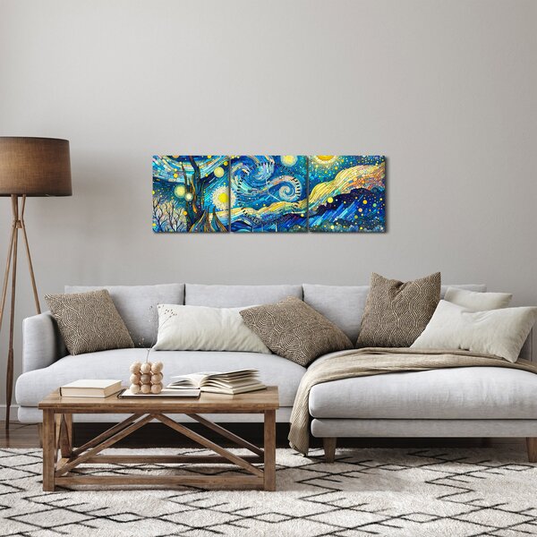 Slika – Mozaik zvjezdane noći (sa satom) (90x30 cm)