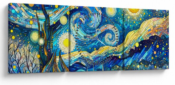 Slika – Mozaik zvjezdane noći (sa satom) (90x30 cm)
