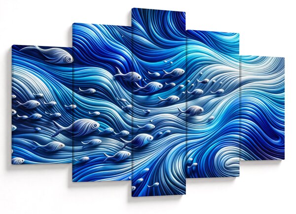 Slika – Ribe u valovima (150x105 cm)