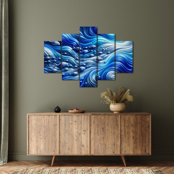 Slika – Ribe u valovima (150x105 cm)