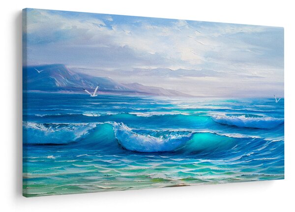 Slika - Ulje na platnu mora s galebovima (90x60 cm)