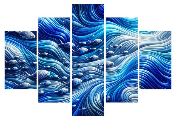 Slika – Ribe u valovima (150x105 cm)