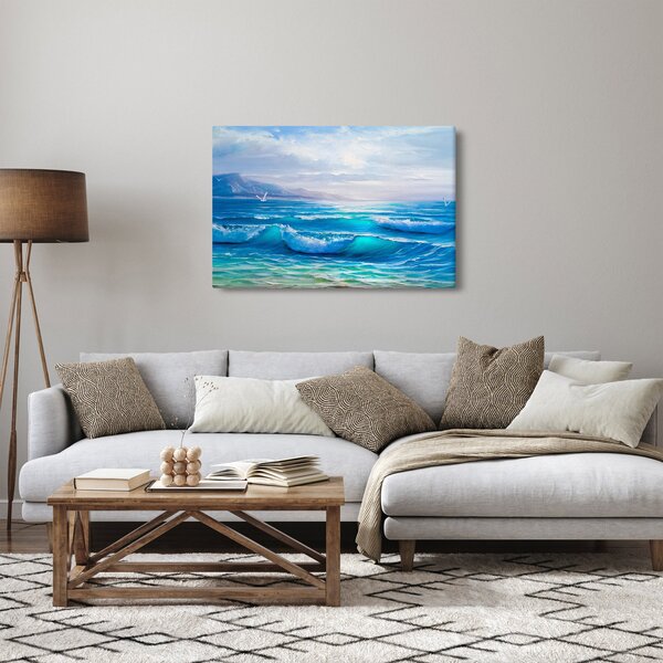 Slika - Ulje na platnu mora s galebovima (90x60 cm)