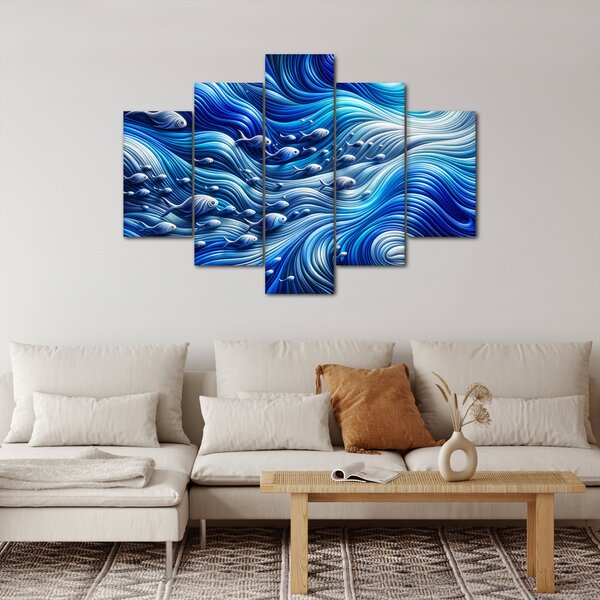 Slika – Ribe u valovima (150x105 cm)